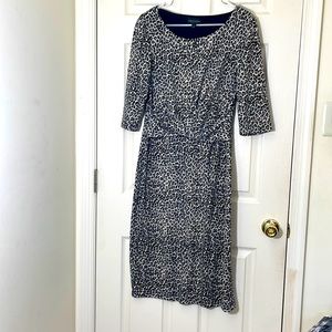 Women’s Animal Print Midi Dress Size 10 Black & Brown Pattern Dress